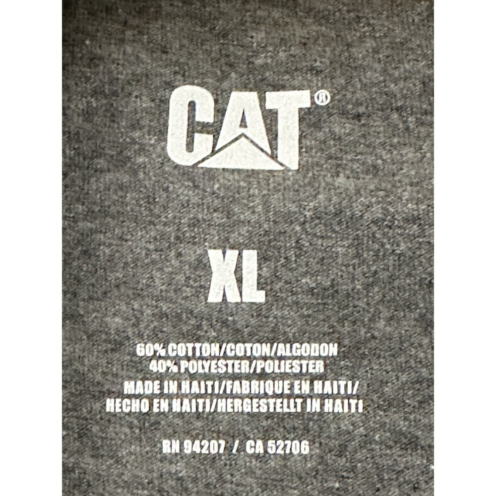 New Mens XL CAT Caterpillar T-Shirt Logo Gray Short‎ Sleeve Workwear - Picture 3 of 5